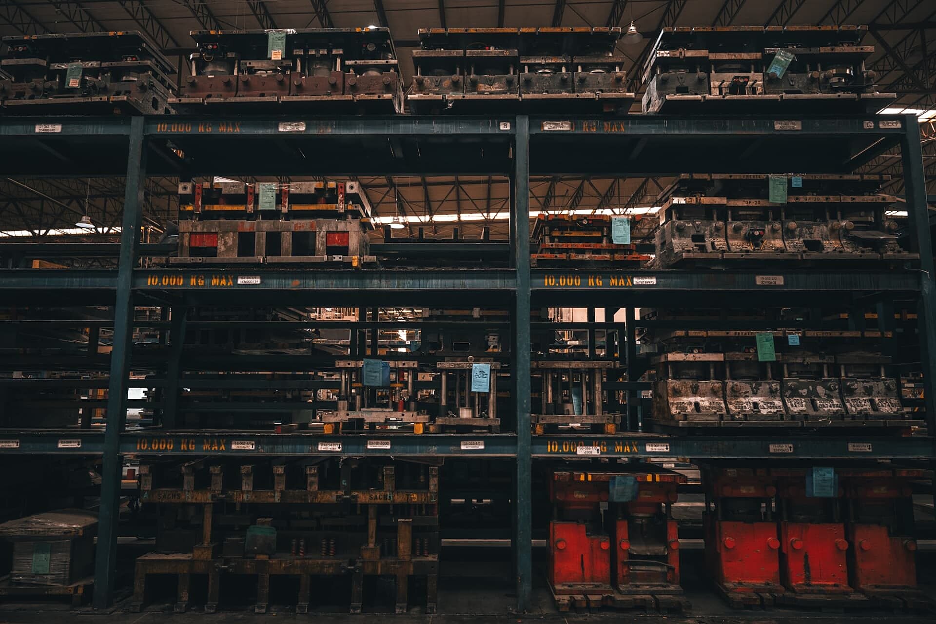 Die storage racks holding TONALI stamping tooling